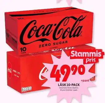 ICA Kvantum LÄSK 10-PACK Coca-Cola, Fanta, 10x33cl erbjuda