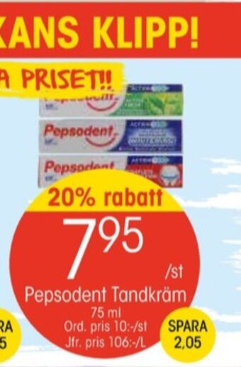 EKO Pepsodent tandkräm erbjuda