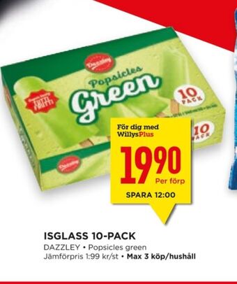 Willys Hemma Popsicles green glasspinnar erbjuda