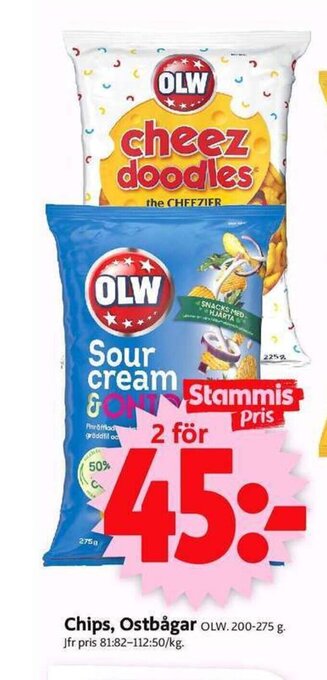 ICA Supermarket Chips, Ostbågar OLW. 200-275 g. erbjuda