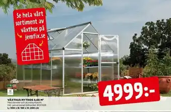 Jem&Fix Växthus mythos 5,66 m 2 erbjuda