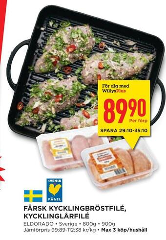 Willys Hemma Färsk kycklingbröstfilé, kycklinglårfilé erbjuda