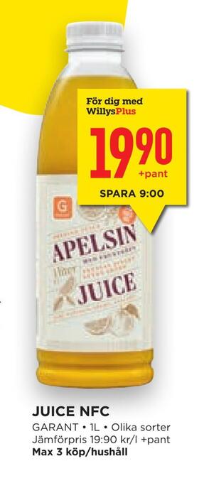 Willys Hemma Juice nfc erbjuda