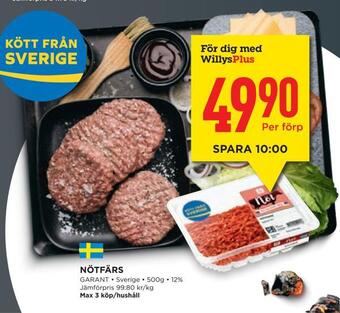 Willys Hemma Nötfärs erbjuda