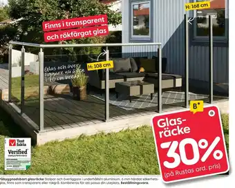 Rusta 30% Påbyggnadsbart glasräcke erbjuda