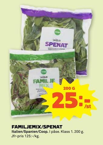 Stora Coop Familjemix/spenat erbjuda
