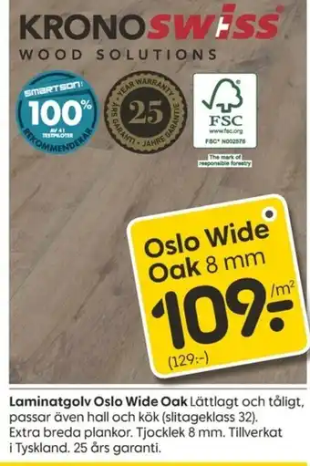 Rusta Laminatgolv Oslo Wide Oak 8mm erbjuda