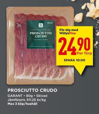 Willys Prosciutto crudo erbjuda