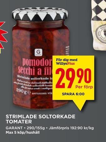 Willys Strimlade soltorkade tomater erbjuda