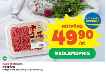 Coop Nötfärs erbjuda