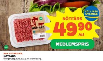 Coop Daglivs Nötfärs erbjuda