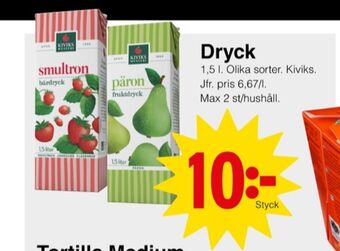 Matöppet Kivik fruktdryck erbjuda