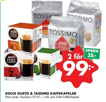 ÖoB Tassimo kaffekapslar erbjuda