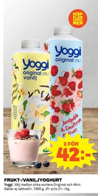 Coop Yoggi yoghurt erbjuda