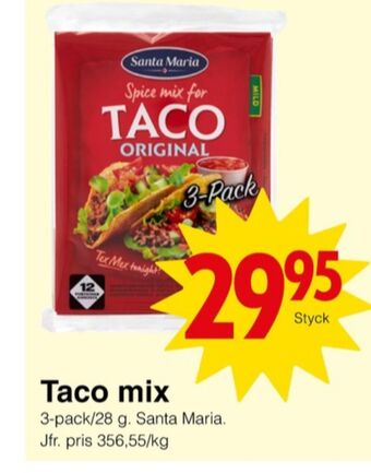 Matöppet Santa maria taco kryddmix erbjuda