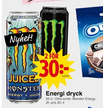 Matöppet Monster energidryck erbjuda
