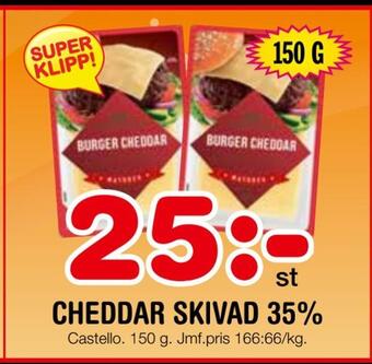 Nya Pulsen Cheddar skivad 35% erbjuda