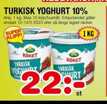 Nya Pulsen Turkisk yoghurt 10% erbjuda
