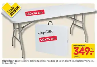 Rusta Hopfällbart bord Medlemspris erbjuda