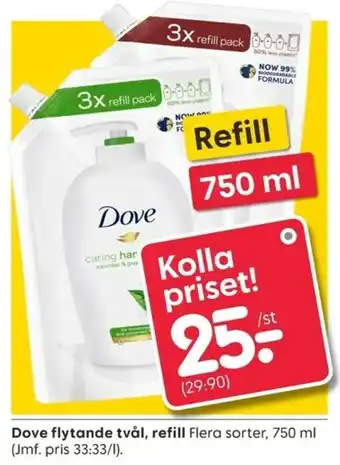 Rusta Dove flytande tvål, refill 750ml erbjuda