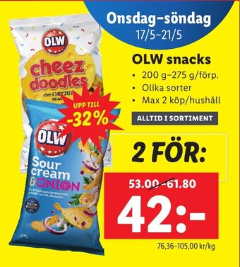 Lidl OLW snacks erbjuda