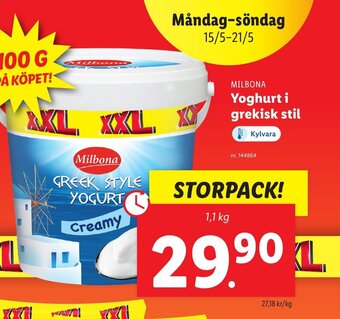 Lidl MILBONA Yoghurt i grekisk stil erbjuda