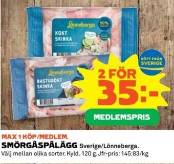Coop MAX 1 KÖP/MEDLEM. SMÖRGÅSPÅLÄGG Sverige/Lönneberga. erbjuda