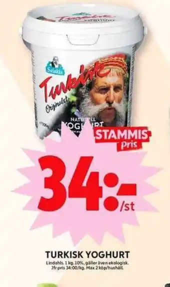 ICA Maxi TURKISK YOGHURT Lindahls. 1 kg. erbjuda