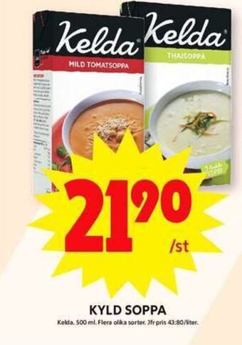 ICA Maxi KYLD SOPPA Kelda. 500 ml. erbjuda