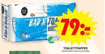ICA Maxi TOALETTPAPPER ICA Bad & toalett. 16-pack erbjuda
