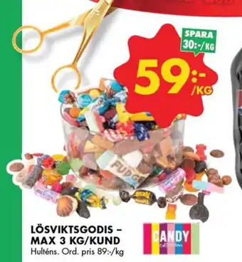 ÖoB LÖSVIKTSGODIS - MAX 3 KG/KUND Hulténs erbjuda