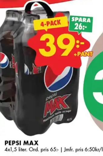 ÖoB PEPSI MAX 4x1,5 liter. erbjuda