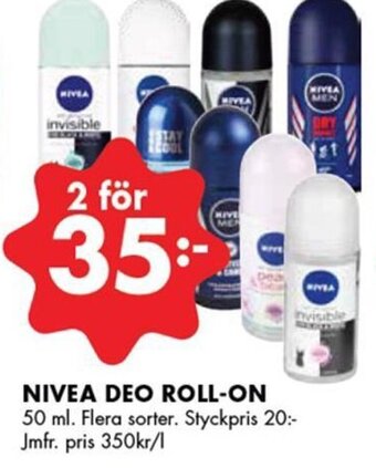 ÖoB NIVEA DEO ROLL-ON 50 ml. erbjuda