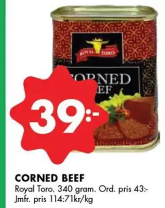 ÖoB CORNED BEEF Royal Toro. 340 gram erbjuda