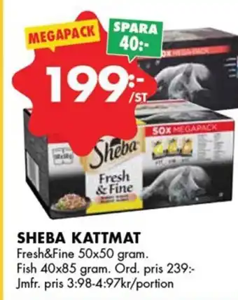 ÖoB SHEBA KATTMAT Fresh&Fine 50x50 gram. Fish 40x85 gram. erbjuda