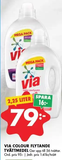 ÖoB VIA COLOUR FLYTANDE TVÄTTMEDEL erbjuda