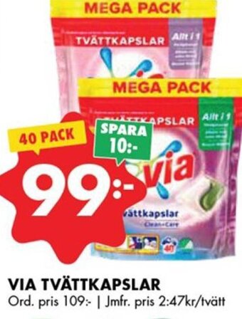 ÖoB VIA TVÄTTKAPSLAR erbjuda