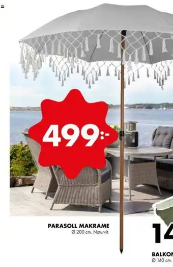 ÖoB PARASOLL MAKRAME Ø200 cm. Naturvit. erbjuda