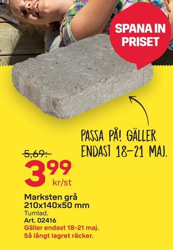 Byggmax Marksten grå 210x140x50 mm erbjuda