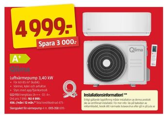 Jula Qlima värmepump erbjuda