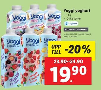 Lidl Yoggi yoghurt erbjuda