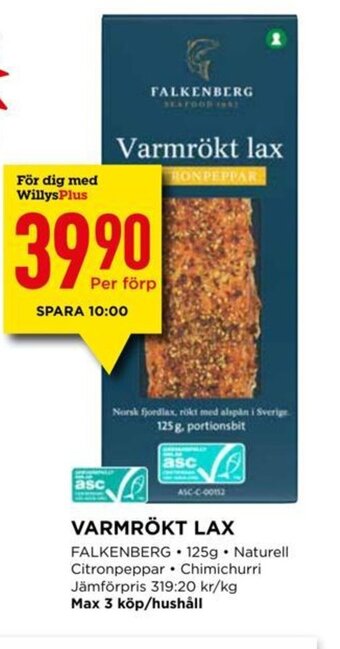 Willys VARMRÖKT LAX erbjuda