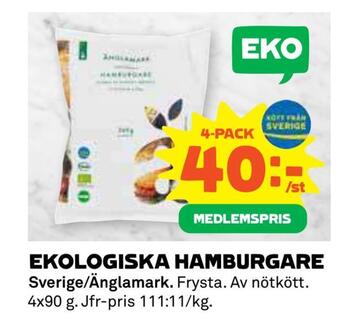 Coop Daglivs Ekologiska hamburgare erbjuda