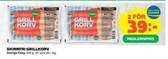 Coop Daglivs Skinnfri grillkorv erbjuda