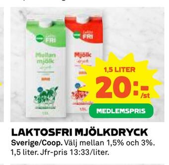 Coop Daglivs Laktosfri mjölkdryck erbjuda