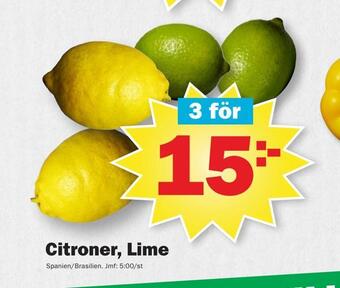 Pekås Citroner, lime erbjuda