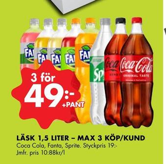 ÖoB Läsk 1,5 liter - max 3 köp/kund erbjuda