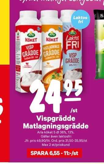 Vispgrädde matlagningsgrädde