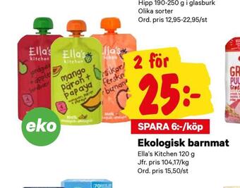 City Gross Ekologisk barnmat erbjuda
