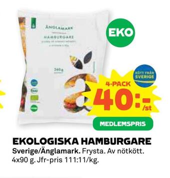Stora Coop Ekologiska hamburgare erbjuda